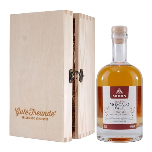 Modin Moscato d´Asti Grappa mit Geschenk-Holzkiste Modin Moscato d´Asti Grappa mit Geschenk-Holzkiste von Modin