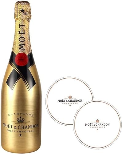 Moët & Chandon Brut Imperial Golden Sleeve Design Champagner Flasche mit Gravuroptik + Original-Untersetzer (1 x 0,75 l) von Moët & Chandon