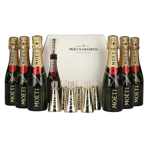 Moët & Chandon Champagne AT HOME PACK 12% Vol. 6x0,2l in Geschenkbox mit Bottle Sippers von Moët & Chandon