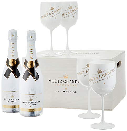 Moët & Chandon & Chandon Ice Imperial Champagner in Holzkiste mit 4 Acryl-Gläsern (2 x 0.75 l) von Moët & Chandon