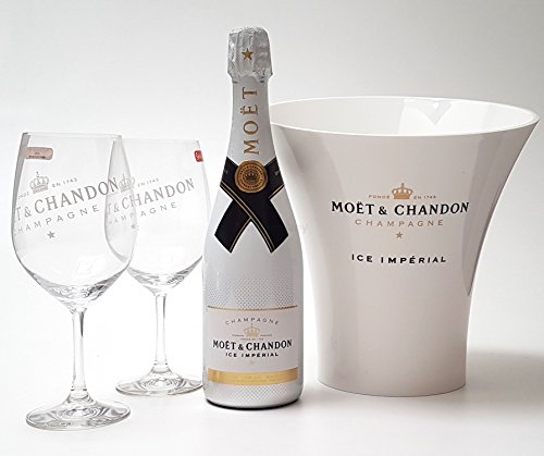 Moet & Chandon Ice Imperial Set - Champagner 75cl (12% Vol) + Flaschenkühler + 2x Gläser von Moët & Chandon