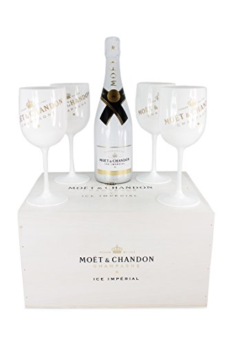 Moet & Chandon Moet Ice Champagner in Holzkiste mit 4 Gläsern (1 x 0.75 l) von Moët & Chandon