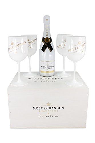 Moet & Chandon Moet Ice Champagner in Holzkiste mit 4 Acryl-Gläsern (1 x 0.75 l) von Moët & Chandon