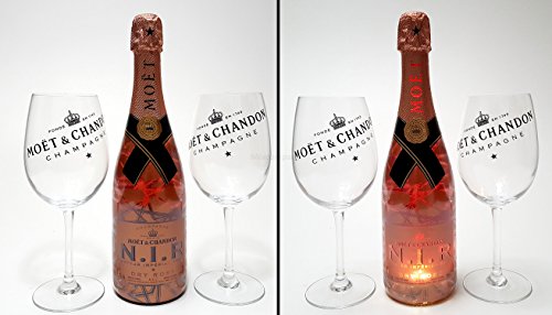 Moet & Chandon Set - Moet & Chandon Nectar Imperial Rose 75cl (12% Vol) mit Beleuchtung + 2x Ballon Gläser von Moët & Chandon