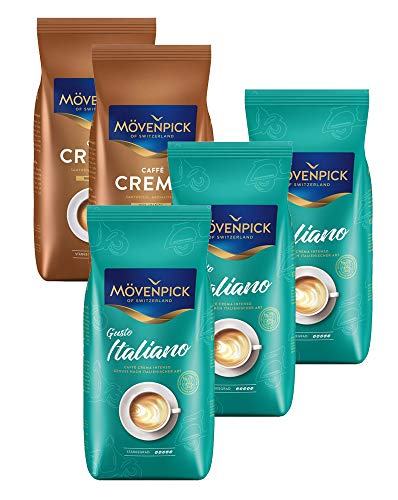 MÖVENPICK Crema Set mit 5 x 1000 g ganze Bohnen von Mövenpick