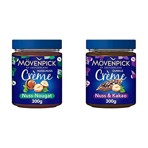 Mövenpick Haselnuss Crème Nuss-Nougat, 300 g & Haselnuss Crème Nuss & Kakao, 300 g von Mövenpick