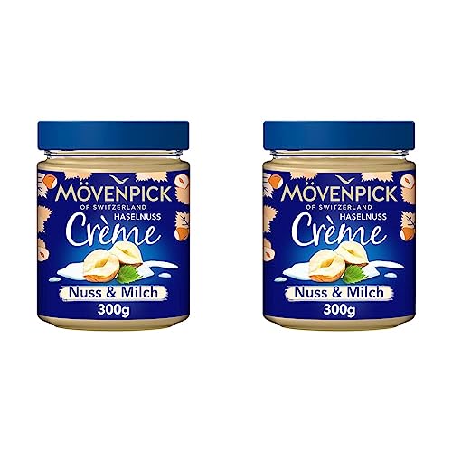 Mövenpick Haselnuss Crème Nuss & Milch, Premium Nuss-Brotaufstrich, 300 g (2er Pack),Bunt von Mövenpick