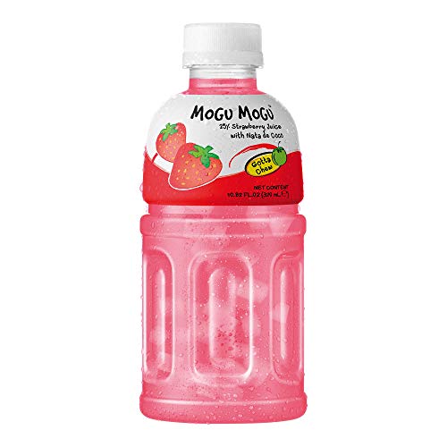 Mogu Mogu Fruchtsaft mit Nata de Coco, 300 ml, Erdbeere, 24 Stück von Mogu Mogu