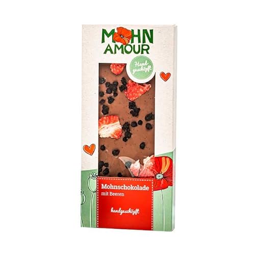 Mohnschokolade mit Beeren 100g - Handgemachte Mohn-Vollmilchschokolade mit Beeren von Mohnwirt Neuwiesinger von Mohn Amour