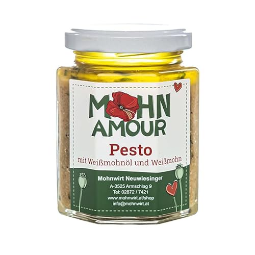 Weißmohnöl- Pesto 190ml - Weißmohn hat einen fein- nussigen Geschmack und eignet sich hervorragend für Schafkäse Nudeln Salatgerichte sowie Käse von Mohn Amour