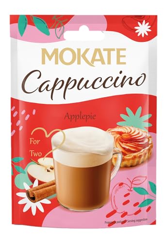 MOKATE® Cappuccino | 40g Geschmack: Apfelkuchen mit Zimt | Instantkaffee Kaffeegetränk Instantkaffee Samtig und Aromatisch Cremiger Getränk Kaffee Getränkepulver von Mokate