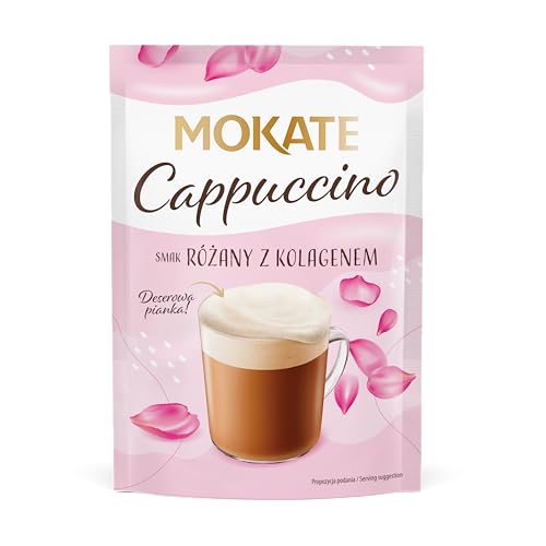 MOKATE® Cappuccino | 40g Geschmack: Rose mit Kollagen | Instantkaffee Kaffeegetränk Instantkaffee Samtig und Aromatisch Cremiger Getränk Kaffee Getränkepulver aus löslichem Bohnenkaffee von Mokate