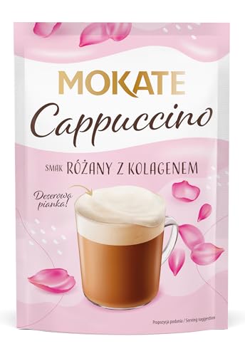 MOKATE® Cappuccino | 40g Geschmack: Rose mit Kollagen | Instantkaffee Kaffeegetränk Instantkaffee Samtig und Aromatisch Cremiger Getränk Kaffee Getränkepulver aus löslichem Bohnenkaffee von Mokate