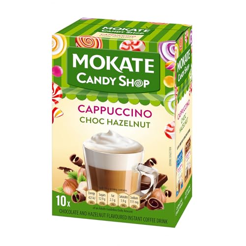 MOKATE® Cappuccino Candy Shop|10 Säckchen 220g Geschmack: Walnussgeschmack | Instantkaffee Kaffeegetränk Instantkaffee Samtig und Aromatisch Cremiger Getränk Getränkepulver von Mokate