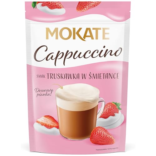 MOKATE® Cappuccino Chocolate | 110g Geschmack: Erdbeer-Sahne | Instantkaffee Kaffeegetränk Instantkaffee Samtig und Aromatisch Cremiger Getränk Kaffee Getränkepulver von Mokate