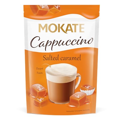 MOKATE - Cappuccino Salzkaramell - Cremiger Instant-Kaffee mit Milchschaum Koffein - Salated Caramel Coffee - Kaffeegetränk Aromatisch Süß Kaffeepulver - Einfach mit Heißem Wasser Aufgießen - 110g von MOKATE