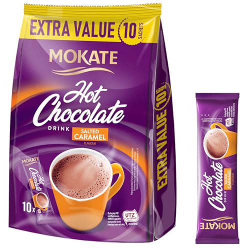 MOKATE® Heiße Schokolade Gesalzenes Karamell - 1 Pack - 180g - 10 Säckchen - Hot Chocolate Salated Caramel - Trinkschokolade Trinkmilchschokolade - Lösliches Instant Getränkepulver Getränke Pulver von MOKATE