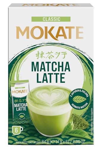 MOKATE - Matcha Latte Classic - 6 Sachets x 14g, Cremiger Matcha-Latte mit Grünem Tee, Japanische Rezeptur, Vegan, Instant Getränkepulver - Pulver Kaffee Green, Instantkaffee Green Klassisch - 84g von MOKATE