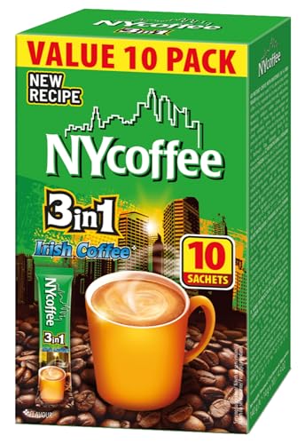 NYcoffee - 3in1 Instant Kaffee Irish - 10 Sachets x14g, Cremiger Löslicher Kaffee mit Milch & Irish Cream Geschmack, Vollmundig & Aromatisch, Schnell Zubereitet, Perfekt für Zuhause & Unterwegs - 140g von MOKATE