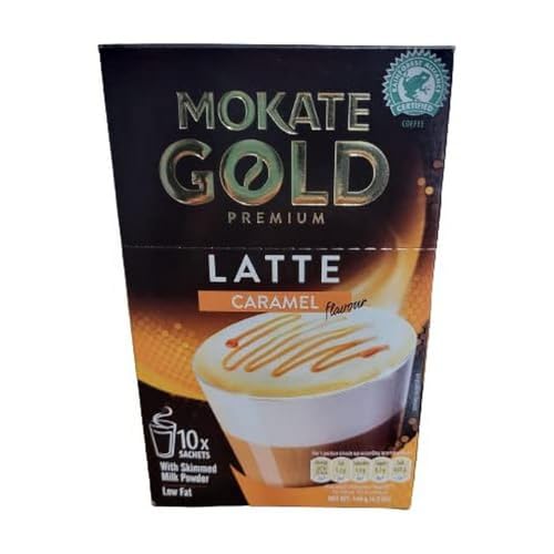 Mokate Gold Premium Caramel Latte, 140 g weiß Instantkaffee Kaffeegetränk Instantkaffee Samtig und Aromatisch Cremiger Kaffee Getränk von MOKATE