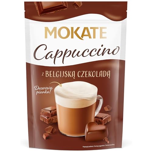 MOKATE® Cappuccino Chocolate | 110g Geschmack: Belgische Schokolade | Instantkaffee Kaffeegetränk Instantkaffee Samtig und Aromatisch Cremiger Getränk Kaffee Getränkepulver aus löslichem Bohnenkaffee von Mokate