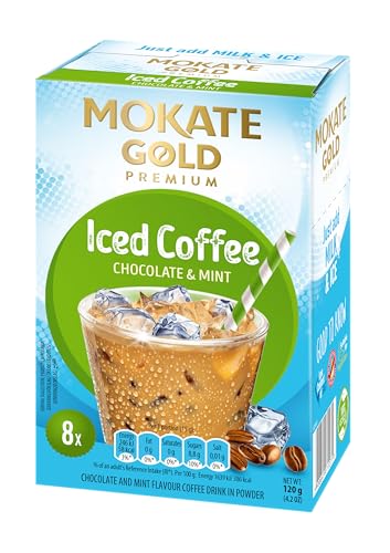 Mokate Goldfarbener Eiskaffee, Schokolade und Minze, 120 g, 8 Beutel von Mokate