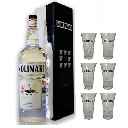 SAMBUCA MAGNUM 3 LITER LIMITED EDITIONCON 6 Glser von Molinari