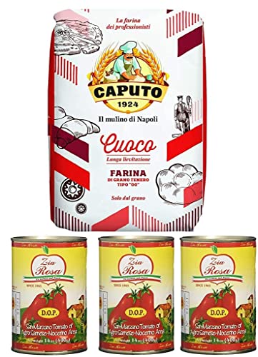 Testpaket Caputo Cuoco Farina Pizzamehl Mehl 5Kg + Zia Rosa DOP Pomodoro San Marzano Tomate aus Kampanien Dose von 400g 3x 400g von Molino Caputo