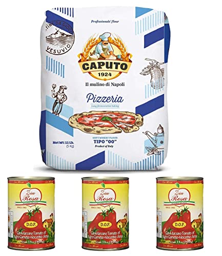 Testpaket Mehl Caputo Pizzeria Kg. 5 + 3x Zia Rosa DOP Pomodoro San Marzano Tomate aus Kampanien Dose von 400g von Molino Caputo