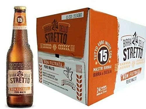 12x33cl Flaschen Birra dello Stretto "Ungefilterter" reiner Malz von Molino Zappala'