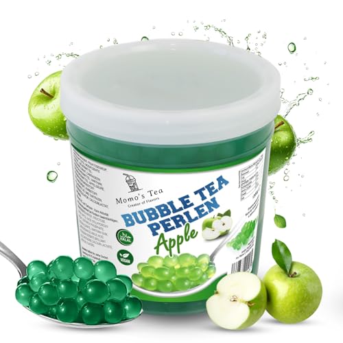 Momo's Tea® Bubble Tea Perlen - zum selber machen [Apfel - 1300g XXL Behälter] - 100% vegan, halal, glutenfrei von Momo´s Tea