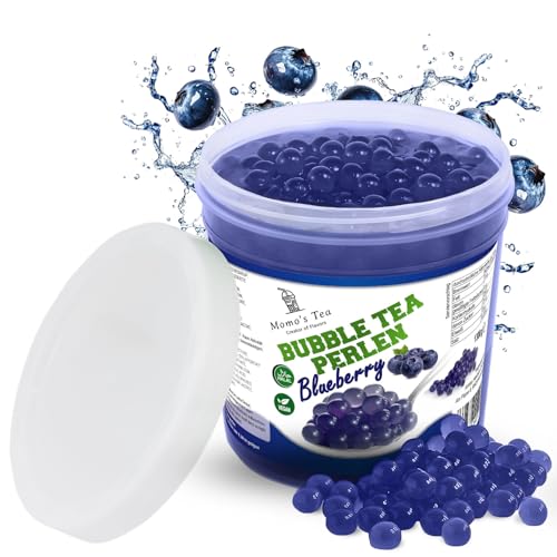Momo's Tea® Bubble Tea Perlen - zum selber machen [Blaubeere - 1300g XXL Behälter] - 100% vegan, halal, glutenfrei von Momo´s Tea