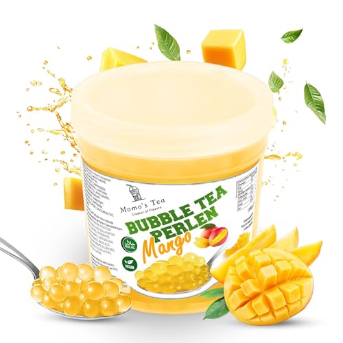 Momo's Tea® Bubble Tea Perlen - zum selber machen [Mango - 1300g XXL Behälter] - 100% vegan, halal, glutenfrei von Momo´s Tea