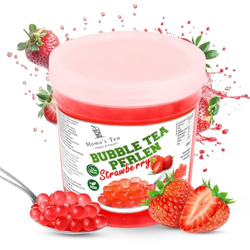 Momo's Tea® Bubble Tea Perlen - zum selber machen [Erdbeere - 1300g XXL Behälter] - 100% vegan, halal, glutenfrei von Momo´s Tea
