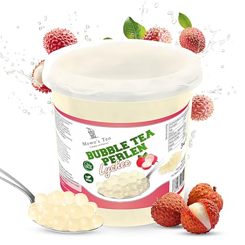 Momo's Tea® Bubble Tea Perlen - zum selber machen [Litschi - 3kg XXL Behälter] - 100% vegan, halal, glutenfrei von Momo´s Tea