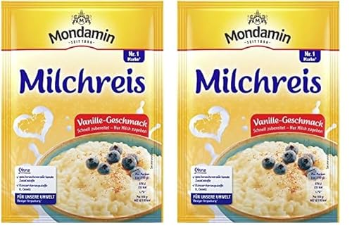 Mondamin Milchreis Vanille-Geschmack für ein süßes Dessert schnell zubereitet, nur Milch zugeben 117 g 8 Stück (Packung mit 2) von Mondamin