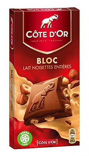 Cote d'Or Bloc Lait Noisettes Milch-Schokolade mit ganzen Haselnüssen 180 g von Cote D'Or