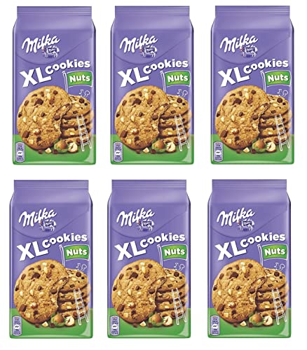 6x Milka Kekse XL Nuts mit Schokolade und Haselnusstropfen 184g cookies Biscuits von Mondelez International