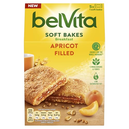 Belvita Soft Bakes Frühstückskekse gefüllt mit Aprikose, weiche Kekse mit Aprikosenfüllung, 5 x 50g Kekse (1er Pack) Belvita Soft Bakes Frühstückskekse gefüllt mit Aprikose, weiche Kekse mit Aprikosenfüllung, 5 x 50g Kekse (1er Pack) von belVita
