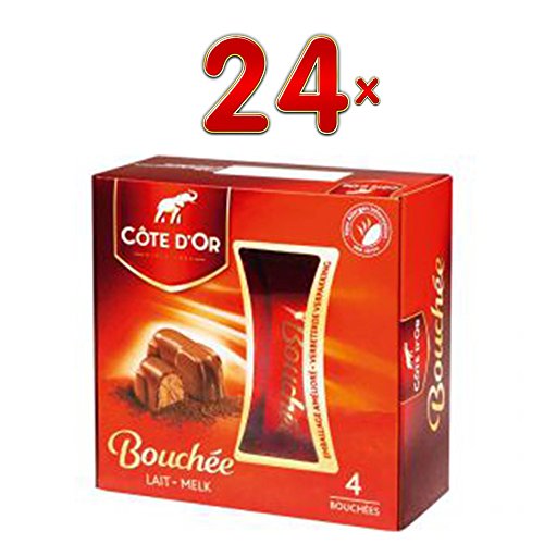 Côte d'Or Bouchées Melk, 24 x 100g Packung (Milchschokolade mit einer Praliné-Füllung, 24 x 4 x 25g Pralinen) von Mondelez