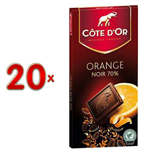 Côte d'Or Sensation Orange Noir 70%, 20 x 100g Packung (Belgische Zartbitterschokoladen Mini Tafeln mit Orange und 70% Kakaoanteil) von Mondelez