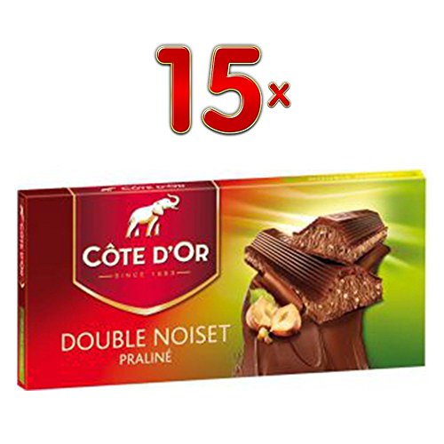 Côte d'Or Tabletten Dubbel Hazelnoten, 15 x 200g Packung (Belgische Milchschokolade mit Haselnüssen) von Mondelez