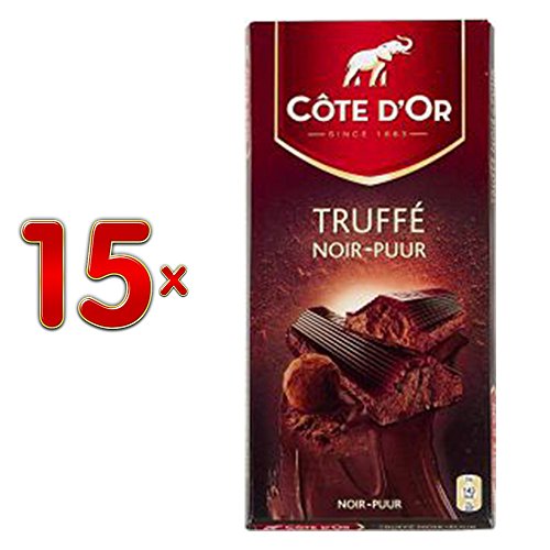 Côte d'Or Tabletten Truffe puur, 15 x 190g Tafeln(Belgische Zartbotterschokoladen mit Trüffelcreme) von Mondelez