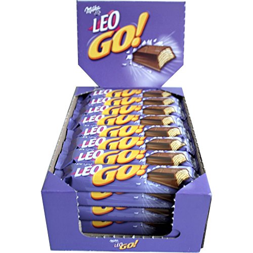 Milka Leo Go!, 32 x 48g Packung (knuspriger Schokoriegel mit Milka-Schokolade überzogen) von Mondelez