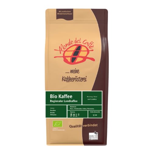 BIO Caffè Correct regionaler Landkaffee 100% Arabica ganze Bohne Kaffee Mondo del Caffè (350gr., Nuss, Schokolade, Sahne) von Mondo del Caffè