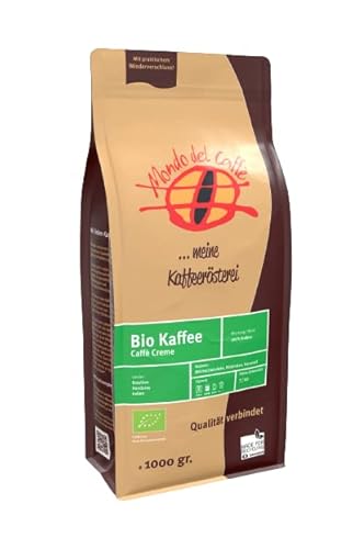 BIO KAFFEE CREME (100 % ARABICA) RÖSTKAFFEE GANZE BOHNE von Mondo del Caffè