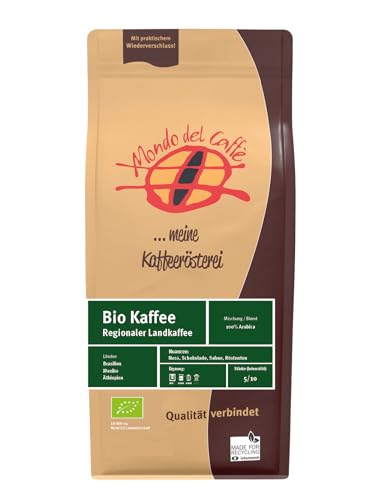 BIO Caffè Correct regionaler Landkaffee 100% Arabica ganze Bohne Kaffee Mondo del Caffè (1000gr., Nuss, Schokolade, Sahne) von Mondo del Caffè