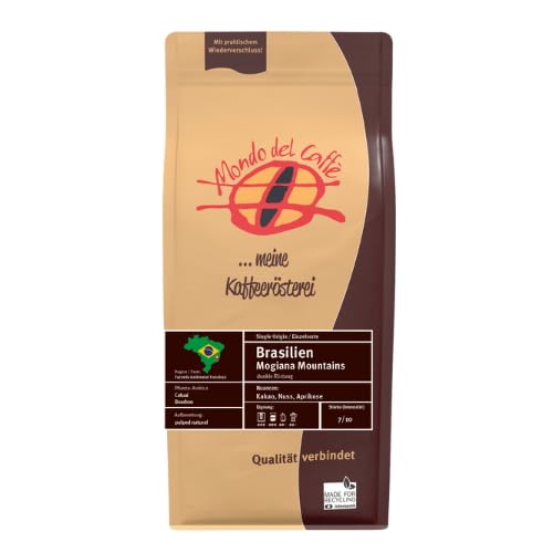 Brasilien Mogiana Mountains dunkle Rüstung pulped natural Kaffee ganze Bohne (350gr., Nuss, Kakao, Pfirsich) von Mondo del Caffè