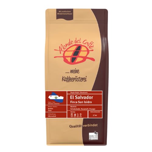 El Salvador Finca San Isidro/fully washed Kaffee Mondo del Caffè ganze Bohne (350gr., Vollmilchschokolade, Karamell, Orange) von Mondo del Caffè