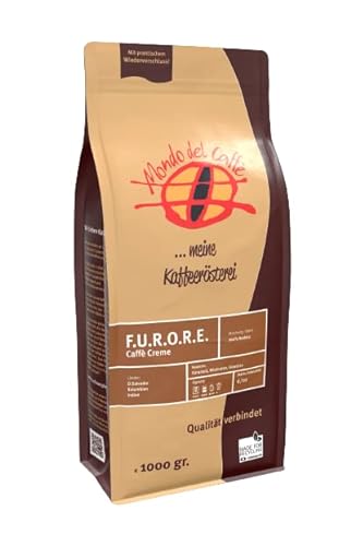F.U.R.O.R.E. (Furore) Premium Kaffee für den Vollautomaten | ganze Bohne mittelkräftig Bohnenkaffee mit wenig Säure | 100% Arabica Blend | fair & direkt gehandelt | frisch & schonend geröstet (1) von Mondo del Caffè